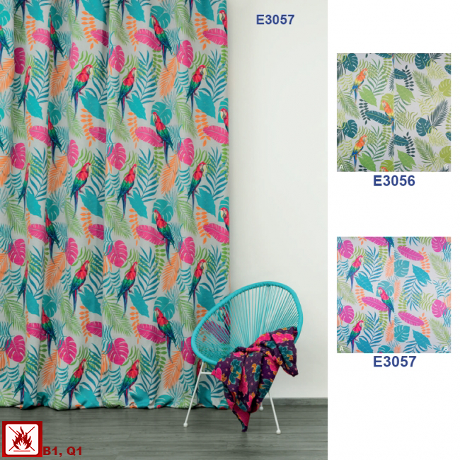 E3056-E3057/ Schwer entflammbare Vorhänge - Schwer entflammbarer Store