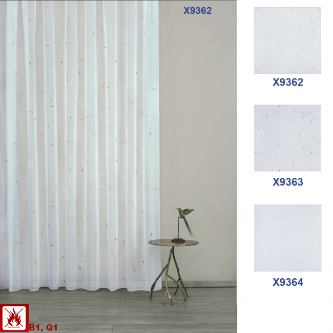 X9362-X9364/ Schwer entflammbare Gardine - Schwer entflammbarer Store