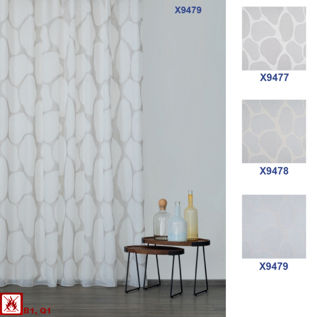 X9477-X9479/ Schwer entflammbare Gardine - Schwer entflammbarer Store
